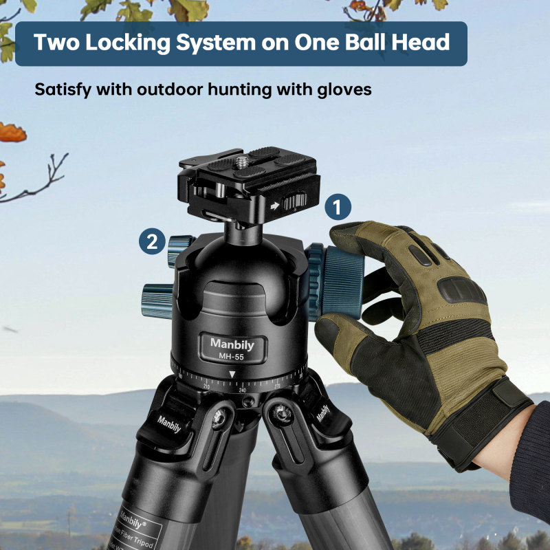 Manbily MH-55 Shooting Ballhead for Hunting Shooting Wildlife