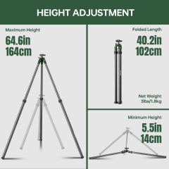 Manbily QM-2832 Shooting Green Tripod for Hunting Shooting Carbon Fiber High Tripod