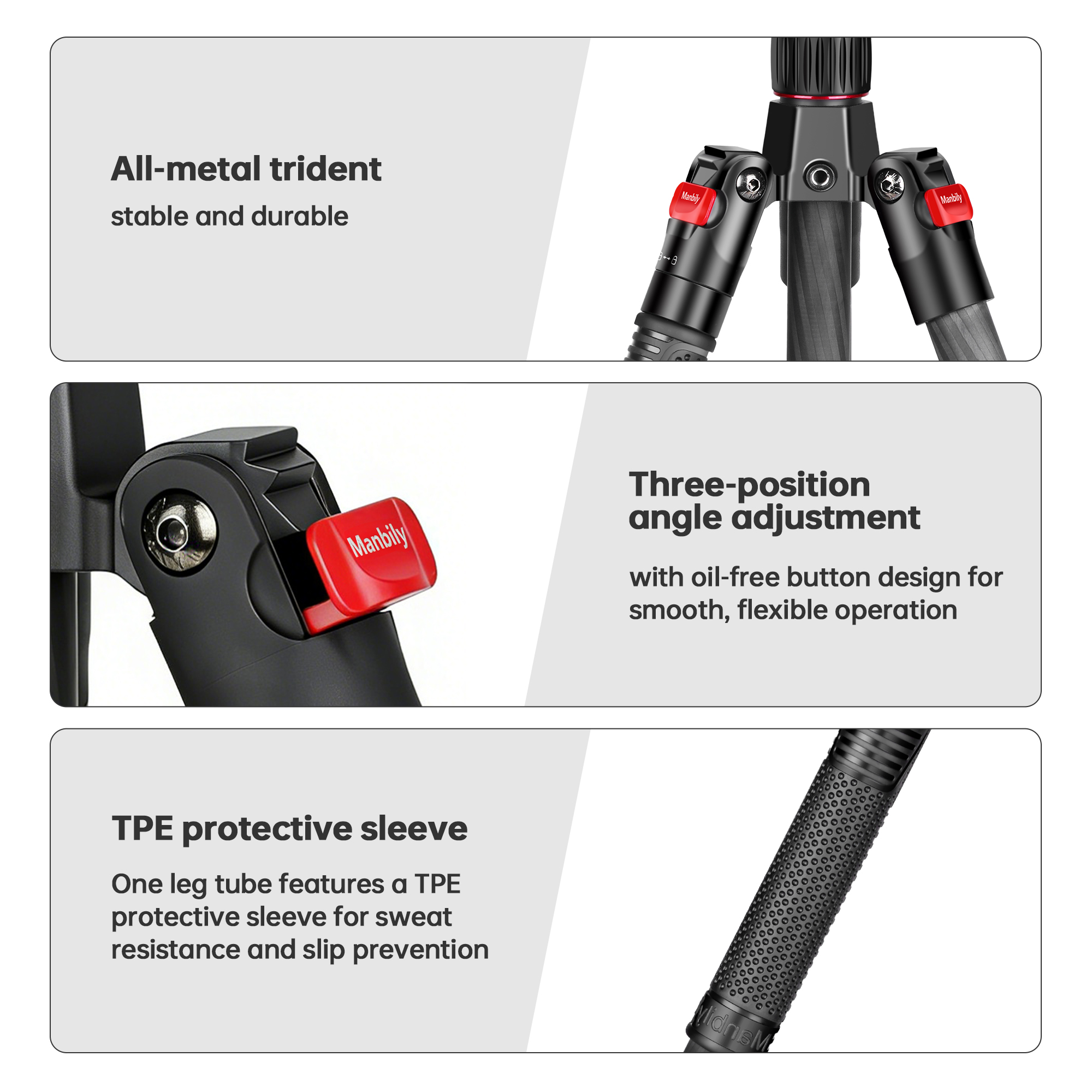 Manbily MC-255 PhotographyTripod for Camera Photography Tripod Carbon Fiber High Tripod