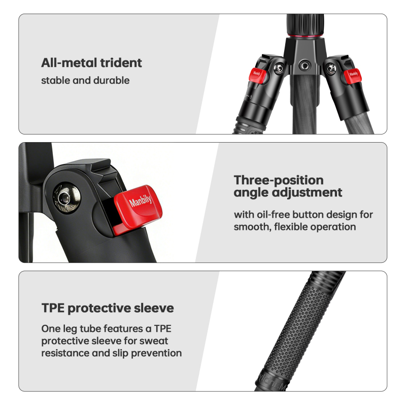 Manbily MC-255 PhotographyTripod for Camera Photography Tripod Carbon Fiber High Tripod