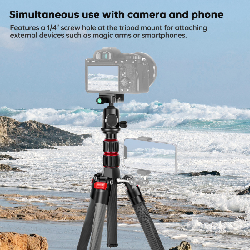 Manbily MC-255 PhotographyTripod for Camera Photography Tripod Carbon Fiber High Tripod
