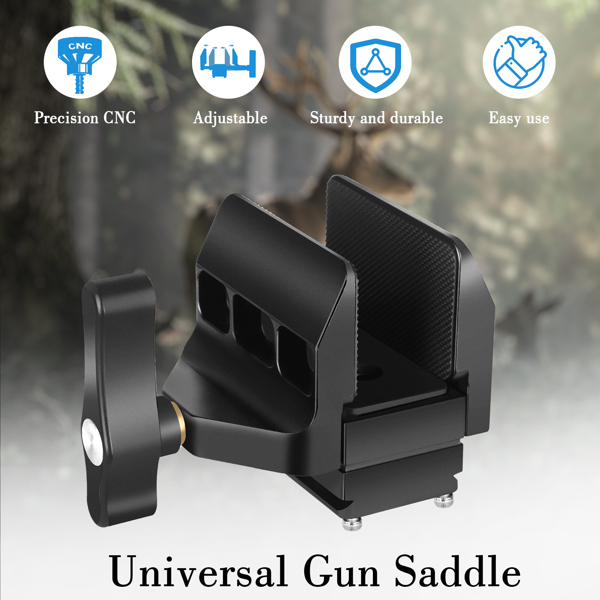 Manbily U-6 Aluminum Clamp Saddle Hunting Head for Shooting Stick Tripods Monopod