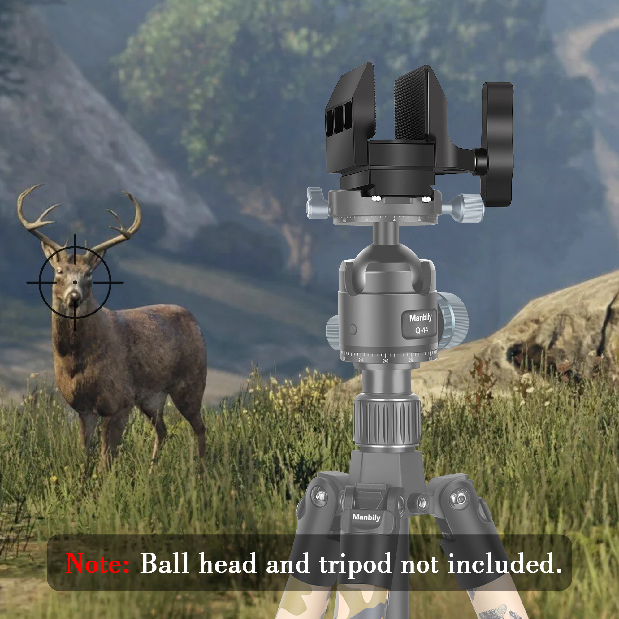 Manbily U-6 Aluminum Clamp Saddle Hunting Head for Shooting Stick Tripods Monopod