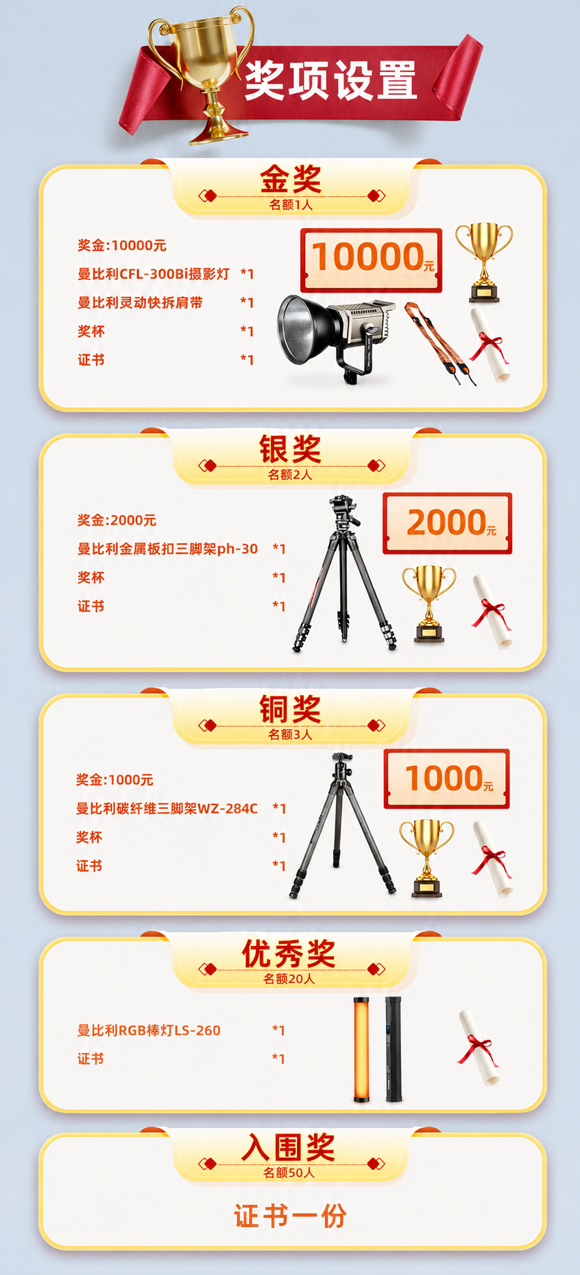 第八届曼比利杯全国风光慢摄摄影大赛移动端奖项设置