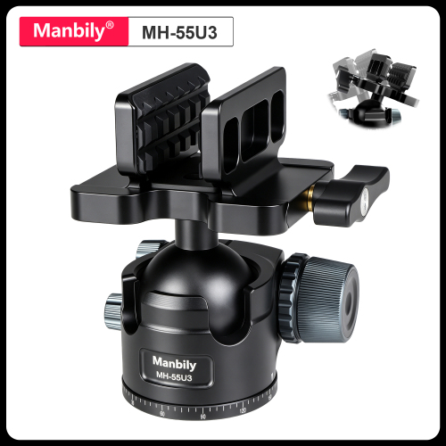 Manbily MH-55 U-3 Ballhead Clamp Saddle Hunting Head for Shooting Stick Tripods Monopod
