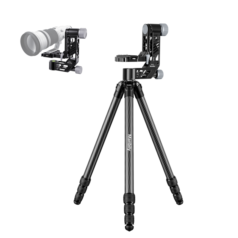 Manbily WZ-324 + GH-3 Photographic Tripod for Hunting Wildlife Carbon Fiber High Tripod Manbily Tripod for Hunting Wildlife Carbon Fiber