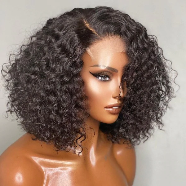 DEEP WAVE CURLY LACE CLOSURE BOB WIG