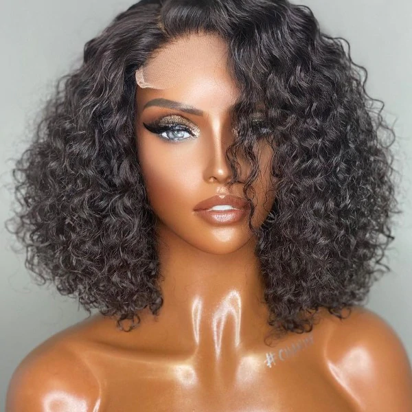 DEEP WAVE CURLY LACE CLOSURE BOB WIG