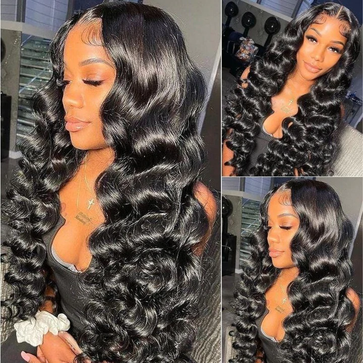 Loose Wave 13x4 Lace Front Human Hair Wigs Big Heatless Curls Hairstyle 150% Density