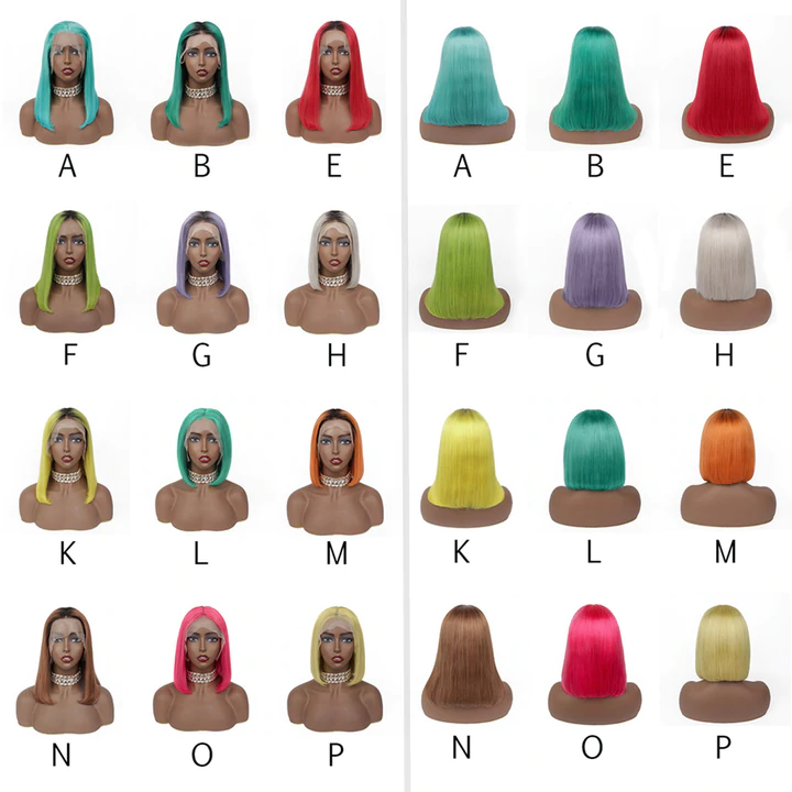 14 Colors Trendy Bob 200% Density Human Hair Frontal Wig