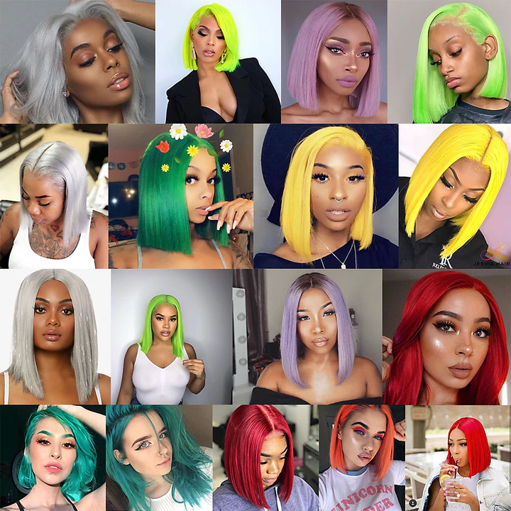 14 Colors Trendy Bob 200% Density Human Hair Frontal Wig