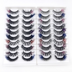 10 Pairs Color Mink Lashes Fluffy Soft Natural Thick Long Silk False Eyelashes Reusable Makeup Tools