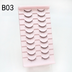 10 Pairs Lashes Little Devil Mink Eyelashes Faux Mixed Eyelashes Crossed Natural Makeup Packing False Lashes Wispy Volume Long Thick Fake Eyelashes