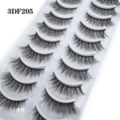 Fluffy False Lashes Short Natural Faux Mink Eyelashes D Curl Thick Volume Fake Eyelashes Natural Look 10 Pairs Pack