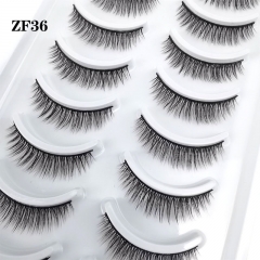 Fluffy False Lashes Short Natural Faux Mink Eyelashes D Curl Thick Volume Fake Eyelashes Natural Look 10 Pairs Pack