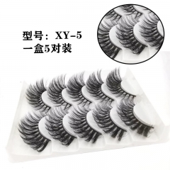 Natural Look Fluffy Mink False Lashes, 5 Pairs Pack, Wispy Long Thick Faux Mink Handmade Lashes