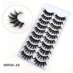 10 Pairs Faux Mink Wispy Lash Set Collection For Girl Make-up Tools