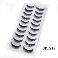 Fluffy False Lashes Short Natural Faux Mink Eyelashes D Curl Thick Volume Fake Eyelashes Natural Look 10 Pairs Pack