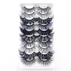 10 Pairs Colored Mink Lashes Fluffy Soft Natural Thick Long Silk False Eyelashes Reusable Makeup Tools