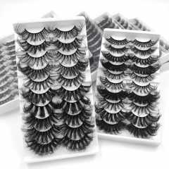 10 Pairs Fluffy Mink Lashes Tray Set Collection For Make Up eyelash Wispy Eyelashes