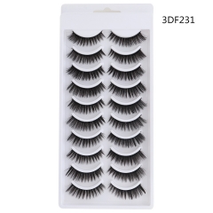 Fluffy False Lashes Short Natural Faux Mink Eyelashes D Curl Thick Volume Fake Eyelashes Natural Look 10 Pairs Pack