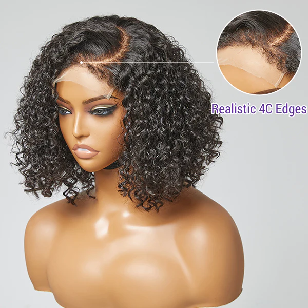 4C Edges | Deep Wave Kinky Edges C Parted Glueless 5x5 Closure Lace Wigs | Afro Inspired