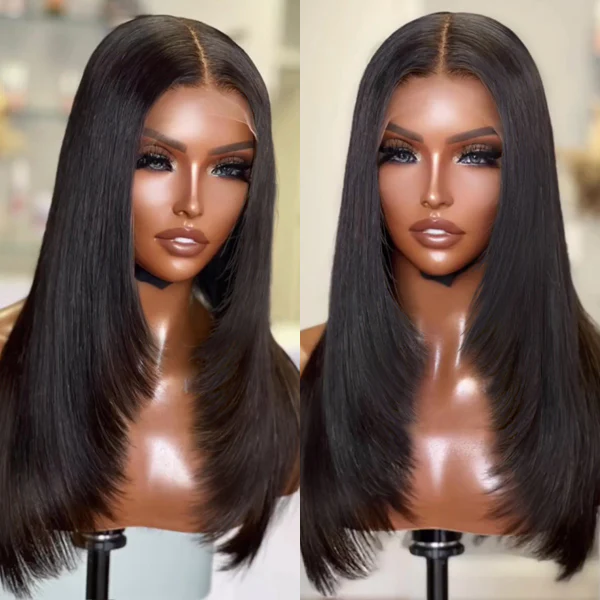 Trendy Layered Cut Glueless 5x5 Closure Lace Wig Pre-plucked