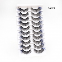 10 Pairs Colorful eyelashe mixed coloe lash try faux mink lashes for cute women