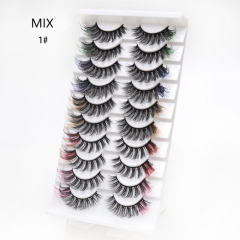 10 Pairs Colorful eyelashe mixed coloe lash try faux mink lashes for cute women