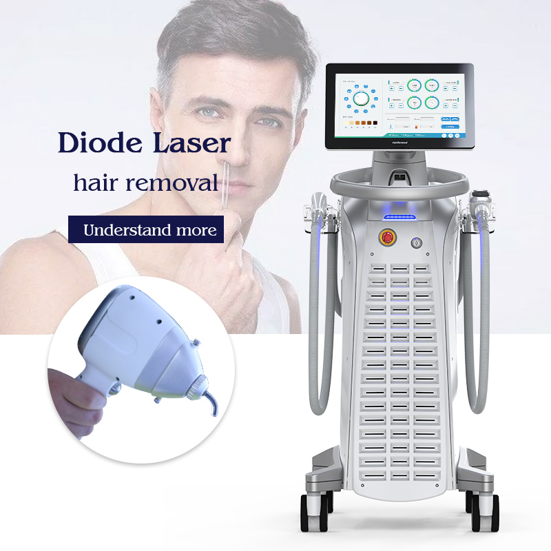 Taibobeauty 1600w / 2000w แนวตั้งสามความยาวคลื่น 755nm/808nm/1064nm Diode Laser เครื่องกำจัดขน