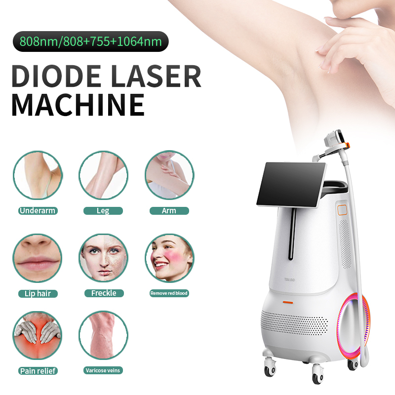 Vertical Three Wavelength 755nm/808nm/1064nm Diode Laser hair removal machine (Single handle)