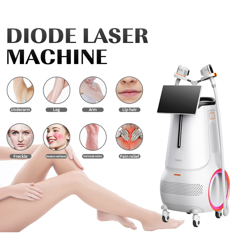 1600w/2000w Vertical Three Wavelength 755nm/808nm/1064nm Diode Laser hair removal machine (Double handle)