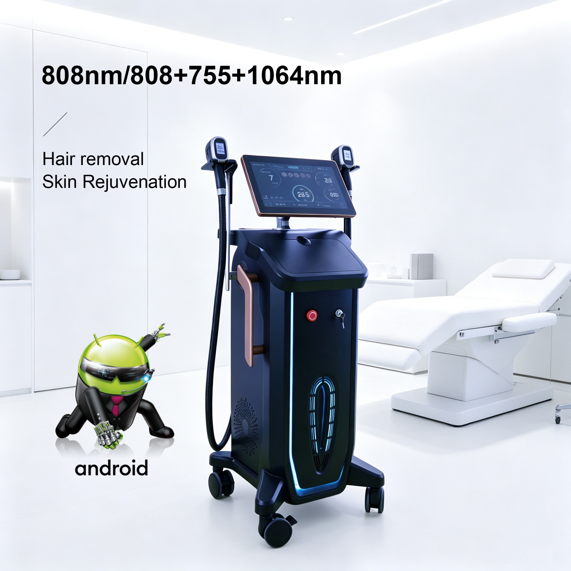 Dual-handle 808nm diode laser hair removal machine