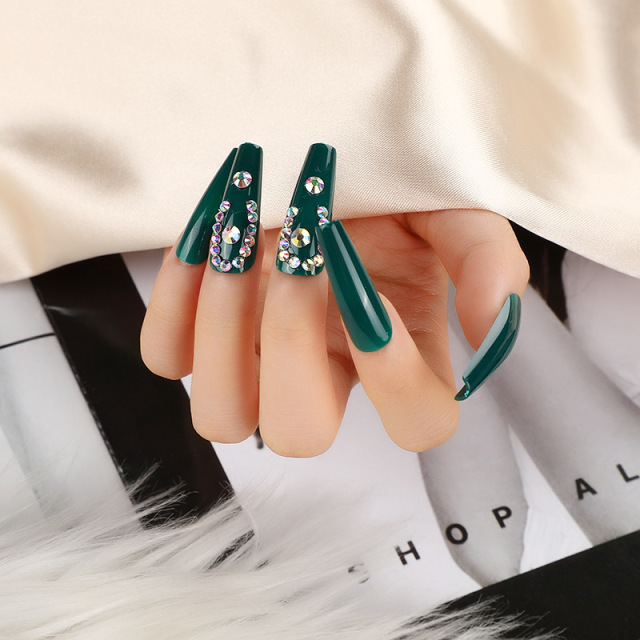 Nail art jewelry diamond long ballet nail detachable for Women and Girls