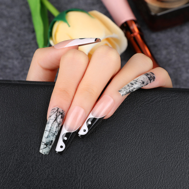 Nail art jewelry diamond long ballet nail detachable for Women and Girls