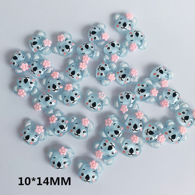 10pcs Nail cartoon ornament can rotate mini ornament koala + smiling face + cat + yellow duck