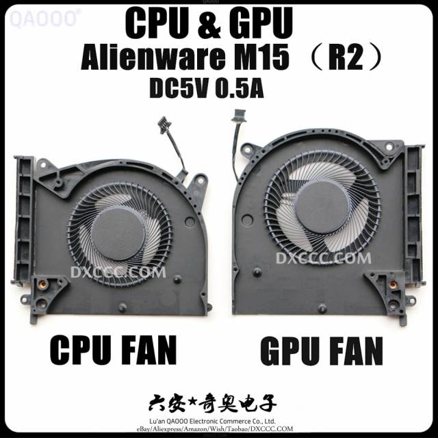 DELL Alienware M15 R2 CPU &amp; GPU Cooling Fan (GTX1660TI) 2019 Edition DC5V 0.5A
