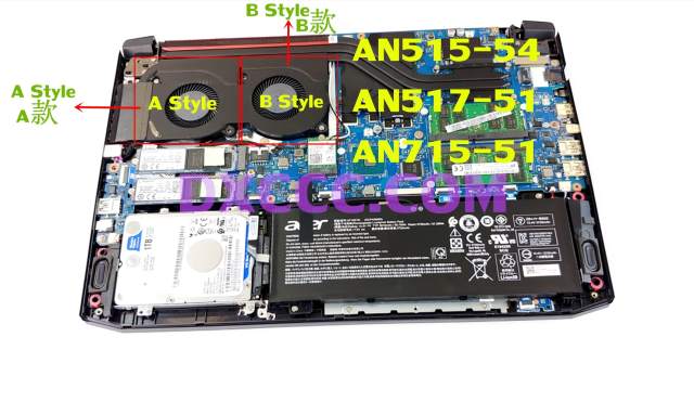 ACER  Nitro 5 AN515-54 / AN517-51 / Nitro 7 AN715-51 A715-74G A715-42G CPU COOLING FAN