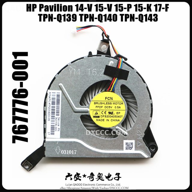 HP Pavilion 14-V 14-V028TX 15-V 15-P 15-K 17-F TPN-Q139 TPN-Q140 TPN-Q143 CPU Cooling Fan 767712-001 767776-001