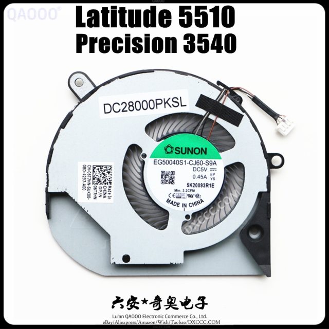 SUNON EG50040S1-CJ60-S9A DC28000PKSL FOR DELL Precision 3540 and Latitude 5510 CPU COOLING FAN CN-06T7HN
