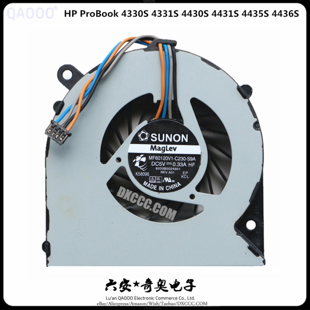 HP ProBook 4330S 4331S 4430S 4431S 4435S 4436S CPU Cooling Fan MF60120V1-C230-S9A DC5V 0.33A 6033B0024901 646358-001