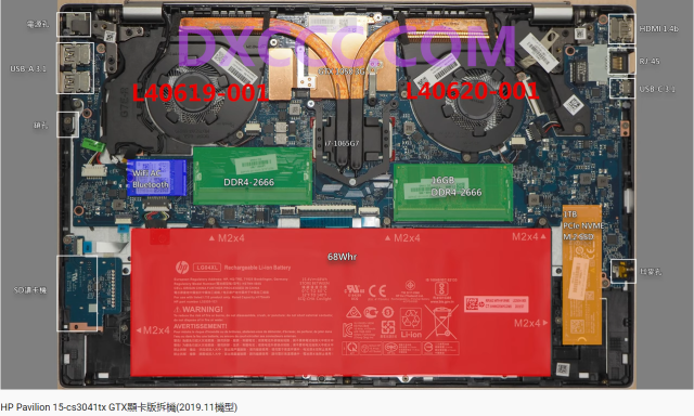 L40619-001 , L40620-001 COOLING FAN HP TPN-Q208 15-CS3037TX 15-CS3035TX 15-CS3038TX 15-CS3040TX 15-CS3041TX 15-CS3042TX CPU & GPU COOLING FAN