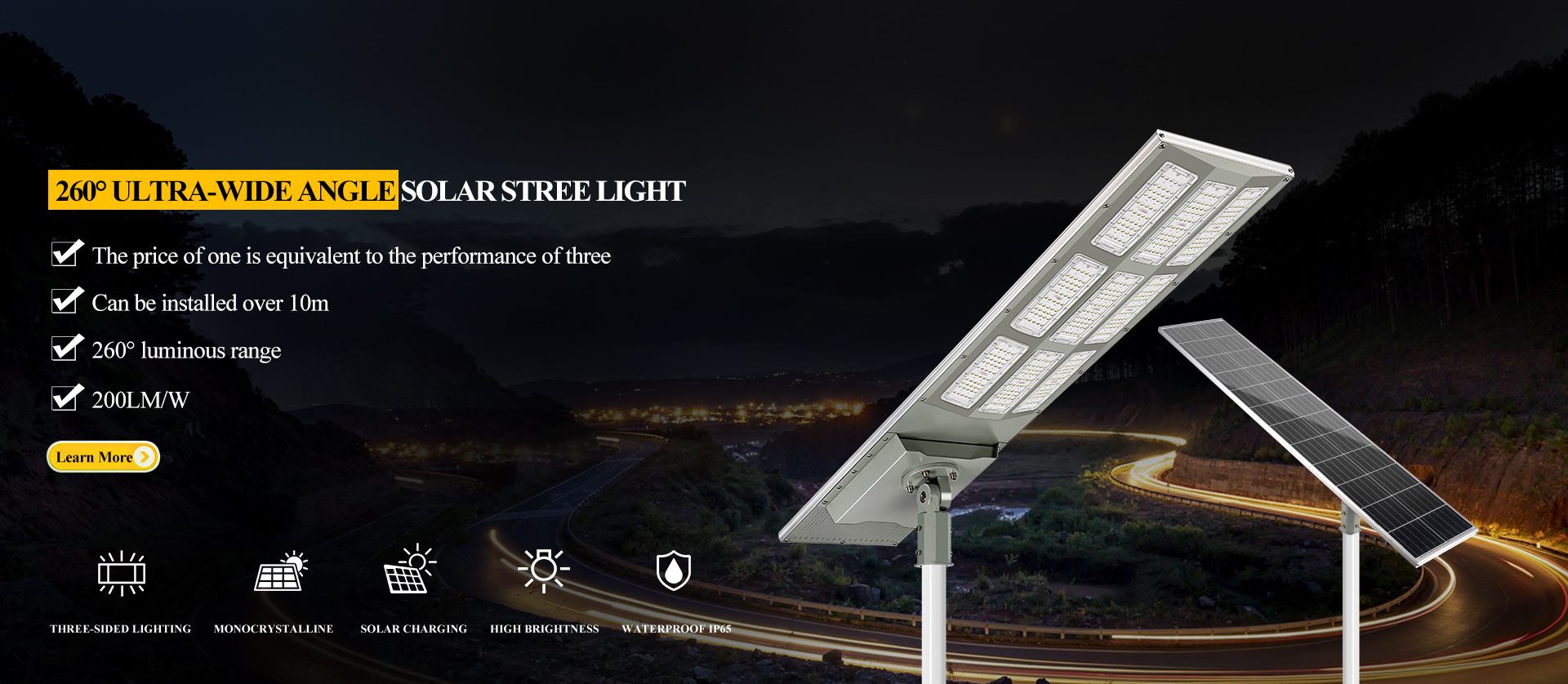 Wide-angle Solar Street Light