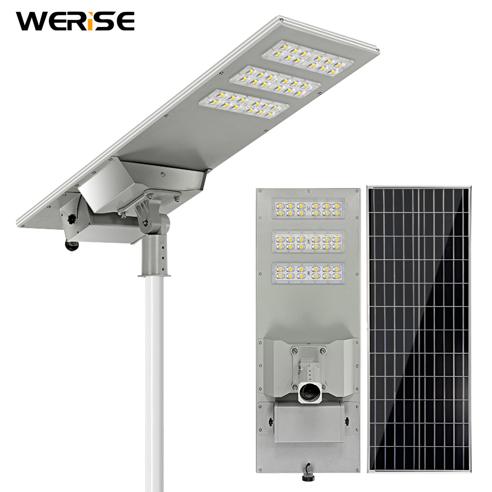 WERISE Energy Saver IP65 Outdoor Waterproof Energy Saving External Battery Box 100w 200w 300w AI Solar Led Street light
