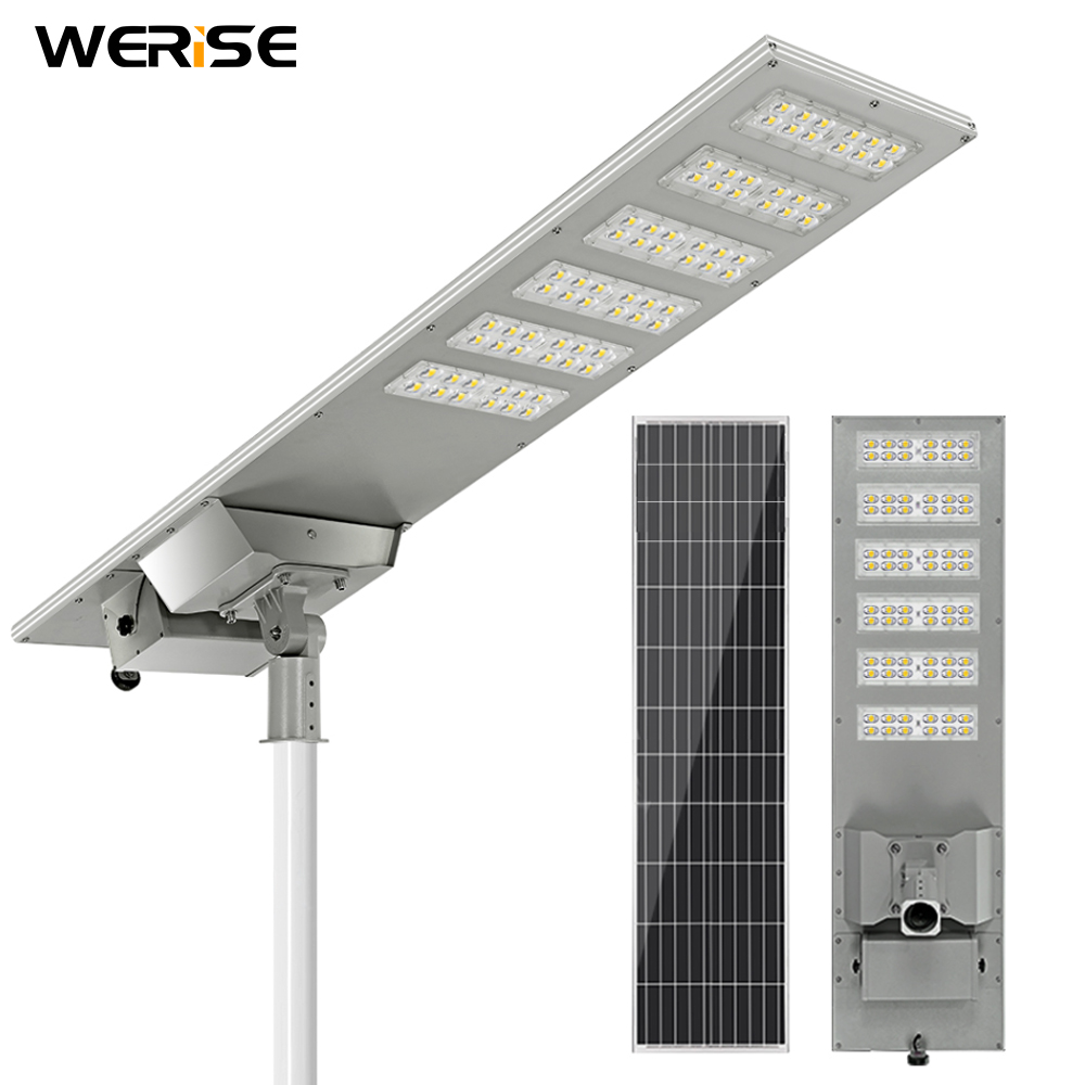 WERISE Energy Saver IP65 Outdoor Waterproof Energy Saving External Battery Box 100w 200w 300w AI Solar Led Street light
