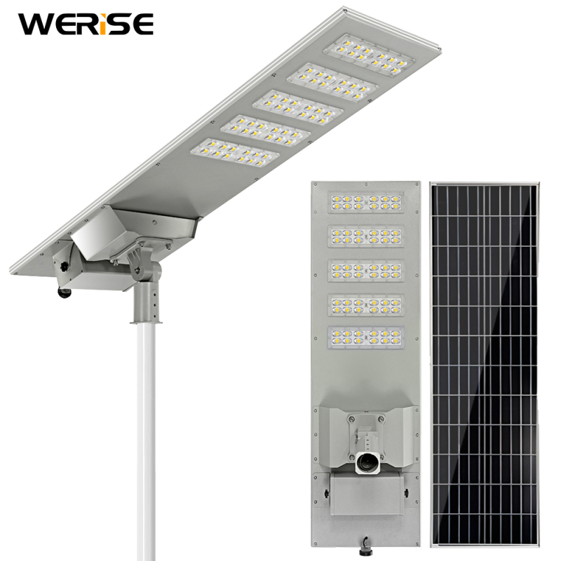 WERISE Energy Saver IP65 Outdoor Waterproof Energy Saving External Battery Box 100w 200w 300w AI Solar Led Street light