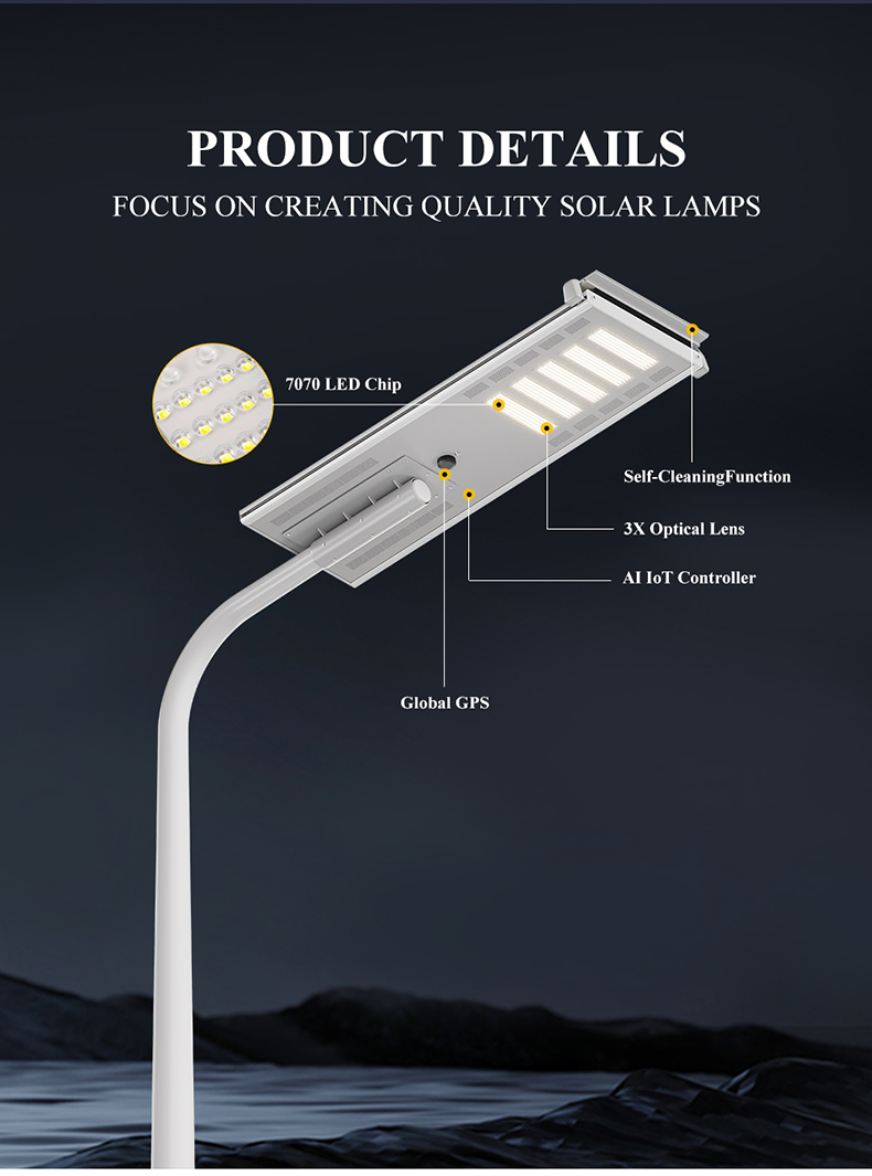 WERISE Energy Saving Outdoor Lighting Waterproof Ip65 Smd 100w 200w 300w Integrated All in One Solar Led Street Light