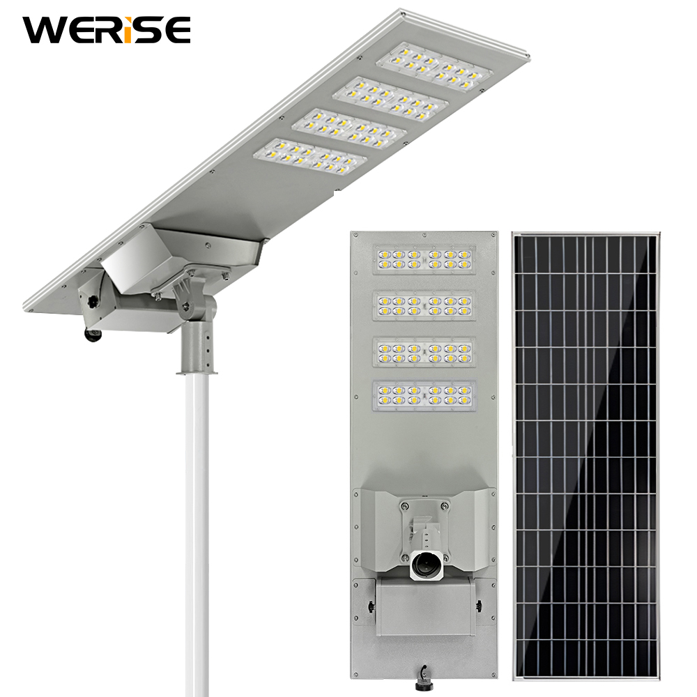 WERISE Energy Saver IP65 Outdoor Waterproof Energy Saving External Battery Box 100w 200w 300w AI Solar Led Street light