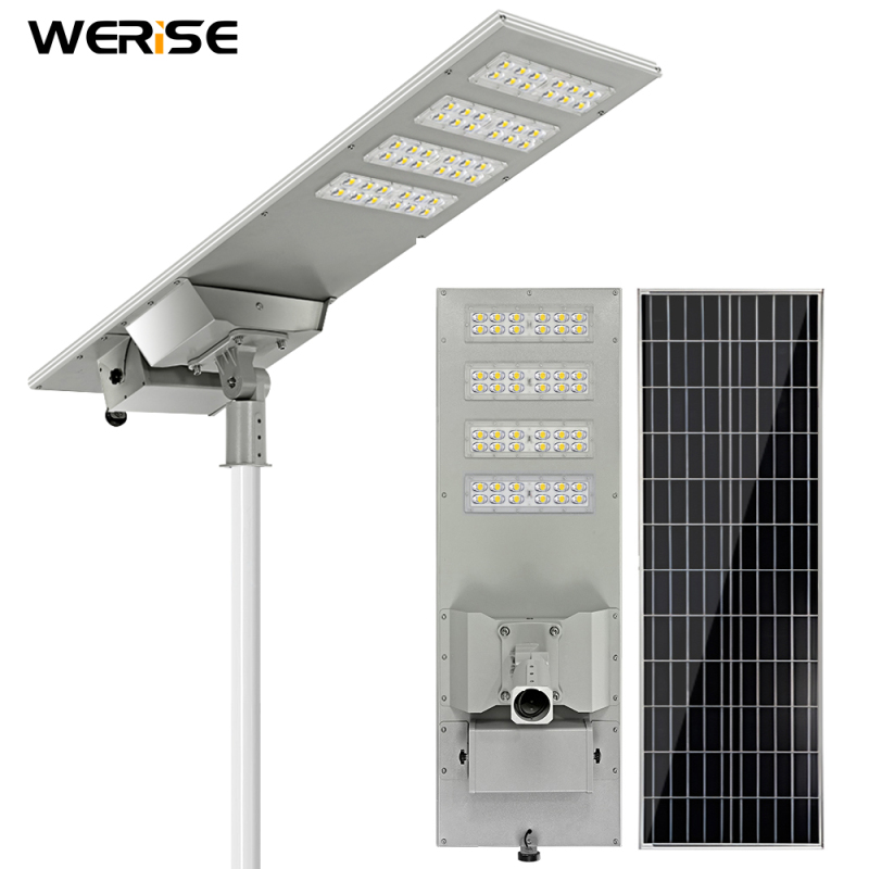 WERISE Energy Saver IP65 Outdoor Waterproof Energy Saving External Battery Box 100w 200w 300w AI Solar Led Street light