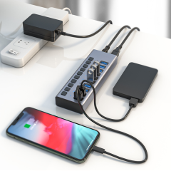 10 Port 5Gbps Rate 48W Powered USB 3.0 Hub (ABS)